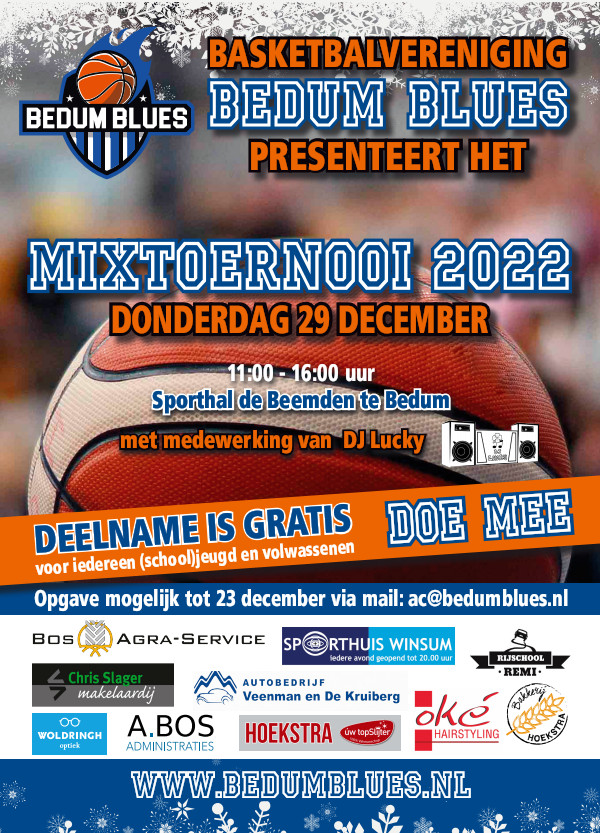Bedum Blues basketbal Mixtoernooi 2022 donderdag 29 december