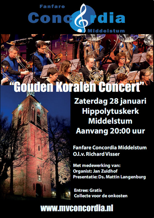 Gouden Koralen Concert Hippolytuskerk - fanfare Concordia Middelstum